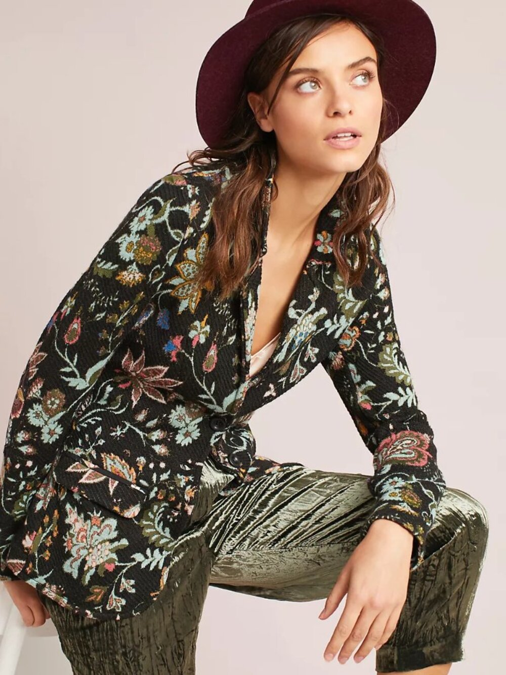 Anthropologie Floral Intarsia Blazer Sz M Spanish Luxury Swaeter BLazer $298